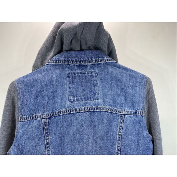Abercrombie & Fitch Distressed Vintage Denim Jacket Hoodie Size Boy's Small 34" - Picture 8 of 12